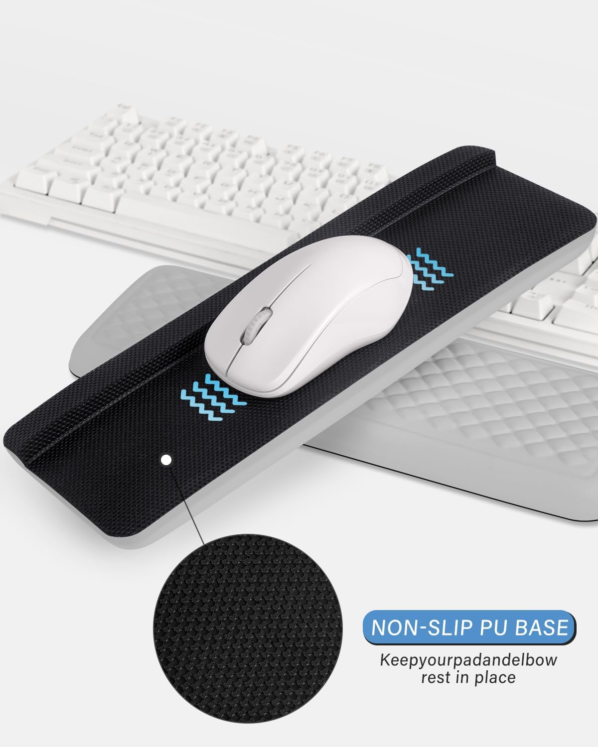 ITNRSIIET 2-Piece L Shaped Split-Design Desk Elbow Pad, Dual-Zone Support, Tri-Zone Relief for Elbow/Forearm/Wrist, Adaptive to All Desk Geometry, Non-Slip Laser-Engraved Base, Timeless Black