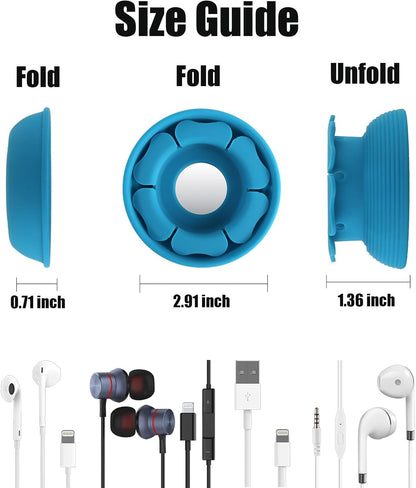 MAIRUI Wired Earbud Case Earphone Headphone Cord Organizer Earbuds Wrap Soft Silicone Magnetic Holder Storage Tangle Free Cable Winder(Red)