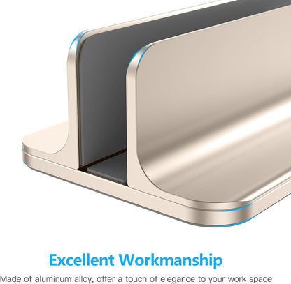 OMOTON Vertical Laptop Stand Holder, Desktop Aluminum Stand for MacBook with Adjustable Dock Size, Fits All MacBook, Surface, Chromebook and Gaming Laptops (Up to 17.3 inches), Silver