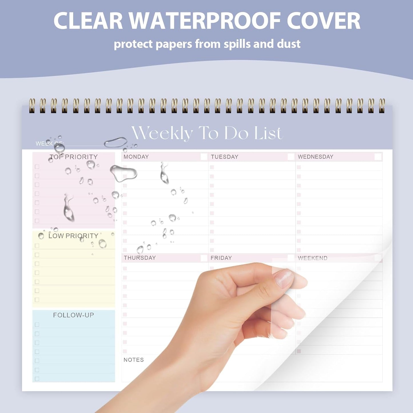 Weekly To Do List Notepad, Undated Planner with 52 Sheets (8.5''x11''), Desk Weekly Planner for Women & Man, Home School & Work