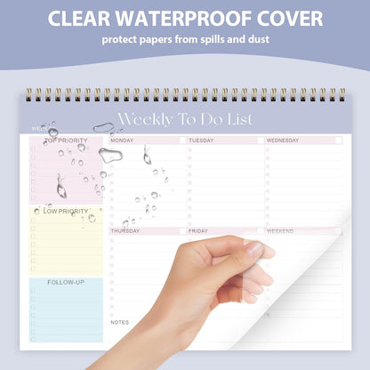 Weekly To Do List Notepad, Undated Planner with 52 Sheets (8.5''x11''), Desk Weekly Planner for Women & Man, Home School & Work