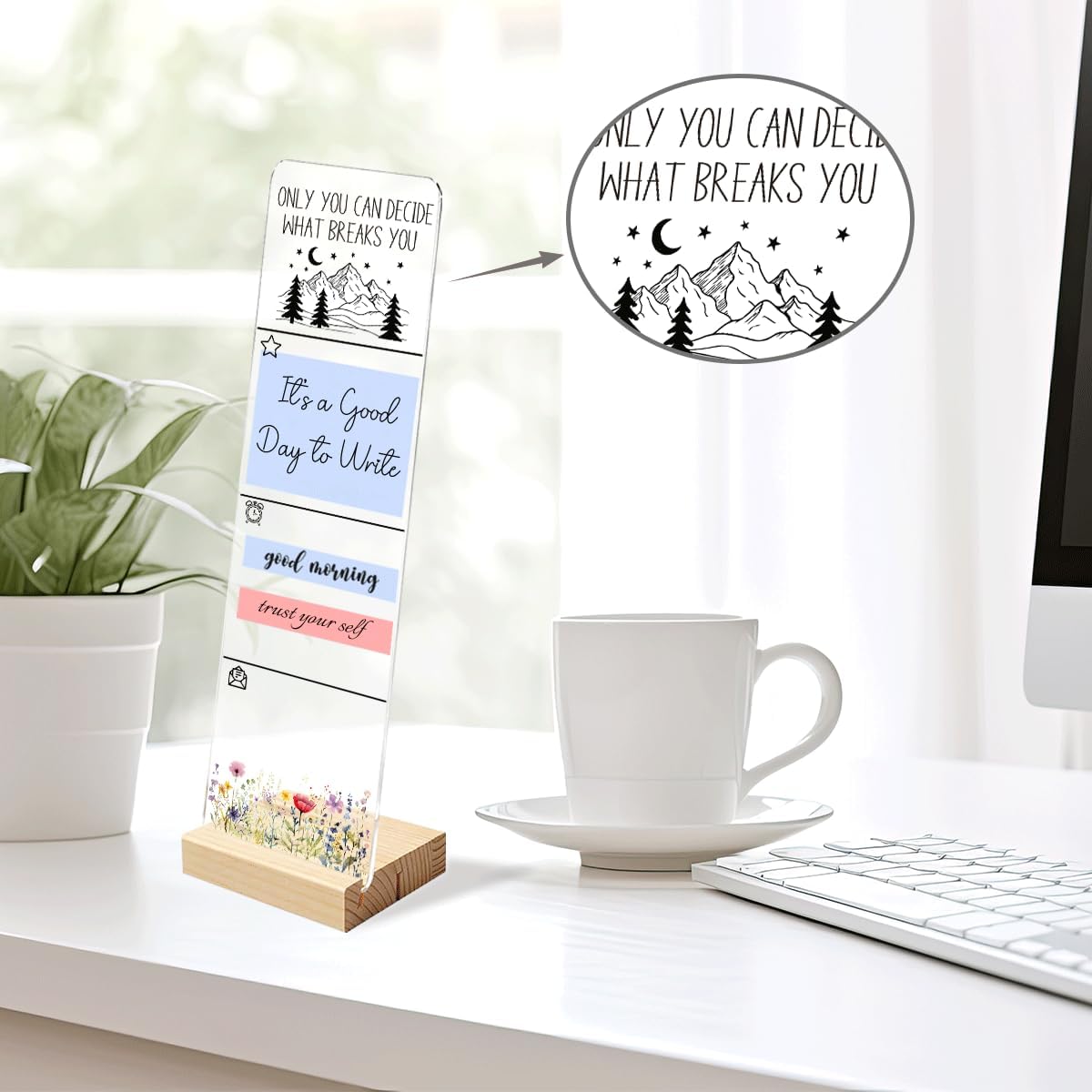 Sticky Note Holder Acrylic Monitor Memo Board Desk Organizers and Accessories Desk Decor Post It Note Holder with 200Pcs Sticky Notes Funny Sarcastic Office Positive Desk Sign