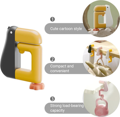 Portable Duck Shaped Detachable Non-Slip Folding Table Hook – No-Drill Purse Hanger & Bag Clamp for School/Office Desk Storage & Organization
