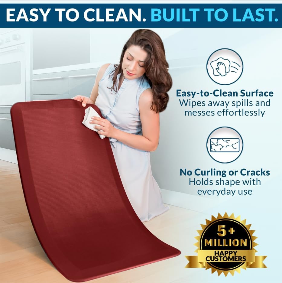 ComfiLife Anti Fatigue Floor Mat – 3/4 Inch Thick Kitchen Mats for Floor, Standing Desk Mat, Kitchen Rug – Comfort at Home, Office – Durable – Stain Resistant – Non-Slip Bottom (20" x 32", Black)