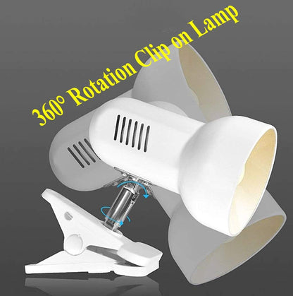 RONG&LAN Clip lamp,360° Rotation Clip on Lamp Portable Book Reading Light,Clamp on Desk/Table/Bunk Bed/Cupboard Home Lighting, (Desk lamp,Seven Colors for Your Choice) (White,2)