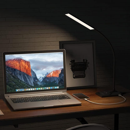 Vansuny Clip on Light LED Desk Lamp with Eye-Caring LED Light and Metal Clip, 6 Level Brightness 3 Color Modes, Power by USB Port 5W Adjustable Neck Reading Lamp for Home and Office (5W, Black)