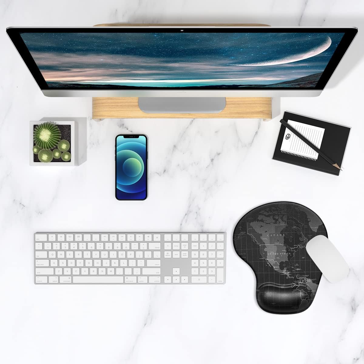 ITNRSIIET Ergonomic Mouse Pad with Gel Wrist Support Wrist Rest Smooth Surface Non-Slip PU Base Comfortable Office Supplies Pain Relief, 9.5 x 8 inches, Beach