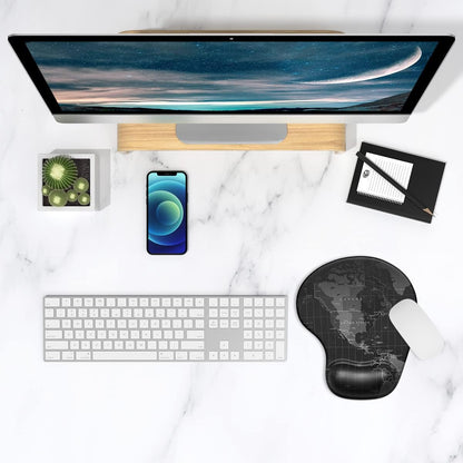 ITNRSIIET Ergonomic Mouse Pad with Gel Wrist Support Wrist Rest Smooth Surface Non-Slip PU Base Comfortable Office Supplies Pain Relief, 9.5 x 8 inches, Beach