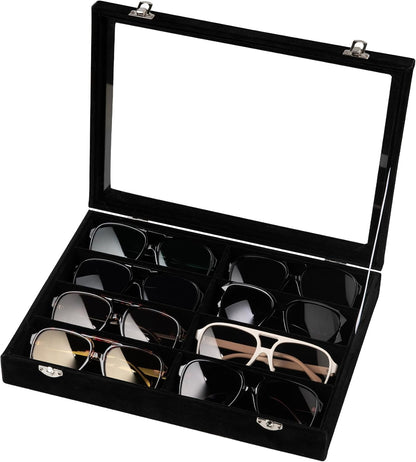 Frebeauty Sunglass Organizer,Velvet Glasses Organizer,8-Slot Sunglasses Tray for Drawer, Men's/Women's Sunglasses Box, Glasses Holder for Watch Stackable Eyeglass/Eyewear Display Tray(Beige)