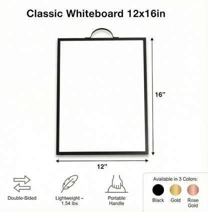 Black Magnetic Dry Erase Whiteboard 12 x 16 Double Sided, Portable Planner Board with Weekly Monthly Sheets, Write and Wipe to Do List Board, Includes 3 Markers Eraser 2 Magnets
