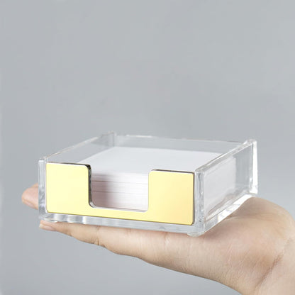 NatSumeBasics Gold Sticky Note Holder Clear Acrylic Yellow Post Note Pad Holders Memo Dispenser Case for Desk Office School Aesthetic Supplies Accessories (Pure Gold)