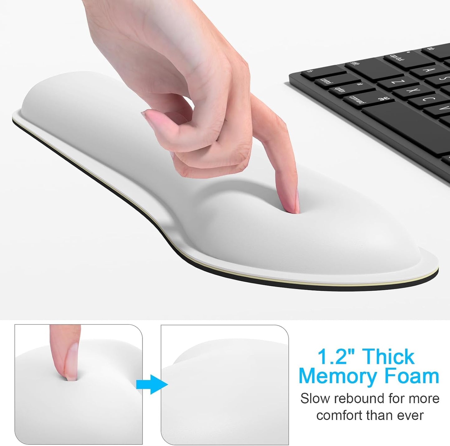 Dapesuom Mouse Wrist Rest, Ergonomic Memory Foam Mouse Wrist for Computer Desk Mats Support, PU Leather Hand Rest Pad Cushion for Gaming, Laptop, Men, Women, Pain Relief & Easy Typing, Black