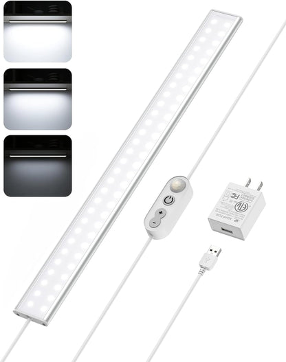 ASOKO Under Cabinet Led Lighting, 12 Inch Light Strip Bar, Daylight White 5000K Dimmable Plug in USB Light, Small Thin Led Under Counter Lighting for Kitchen/Room/Shelf/Desk/Display Case