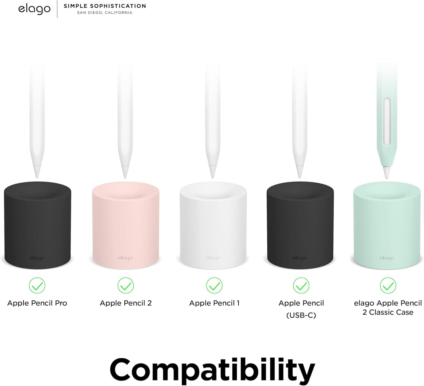 elago Pencil Stand Compatible with Apple Pencil Pro, Apple Pencil (1st & 2nd Generation) and Apple Pencil (USB-C) and Any Tablet Stylus with or Without Pencil Case or Sleeve [Black]