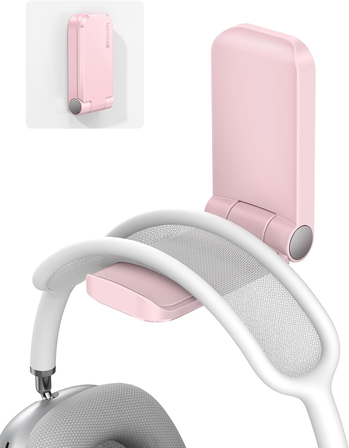Lamicall Headphone Stand, Sticky Headset Hanger - Adhesive Headphone Holder Hook Mount, Headset Stand Holder Clip Under Desk, Earphone Clamp for Airpods Max, HyperX, Sennheiser, Black