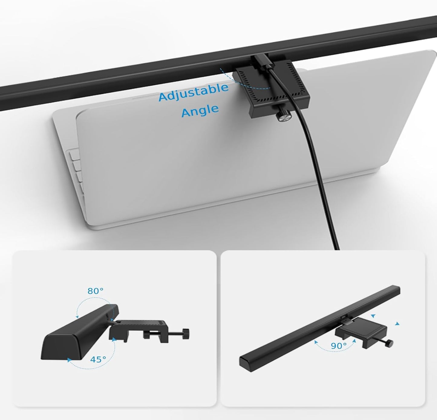 BY-J Computer Monitor Light Bar, Eye-Care USB Reading LED Task Lamp with Touch Control, Fit for Curved Monitor, No Screen Glare Dimmable Desk Lamp Computer Monitor Light Bar for Screen Home Office