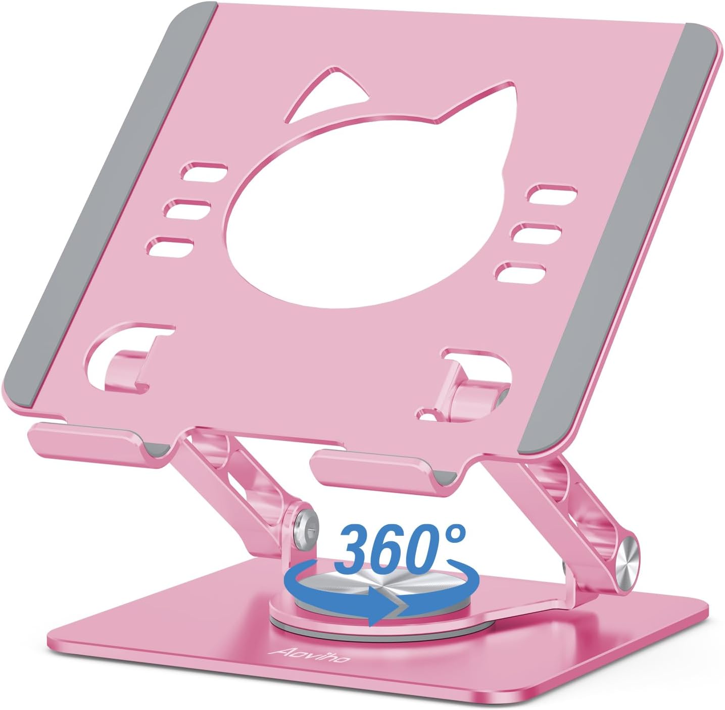 Aoviho Tablet Stand 360° Rotating Aluminum Holder - Adjustable, Portable & Foldable Monitors Stand for iPads, Compatible with 4-13.3" Tablets, Purple
