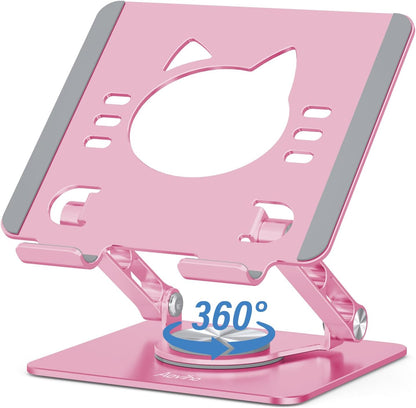 Aoviho Tablet Stand 360° Rotating Aluminum Holder - Adjustable, Portable & Foldable Monitors Stand for iPads, Compatible with 4-13.3" Tablets, Purple