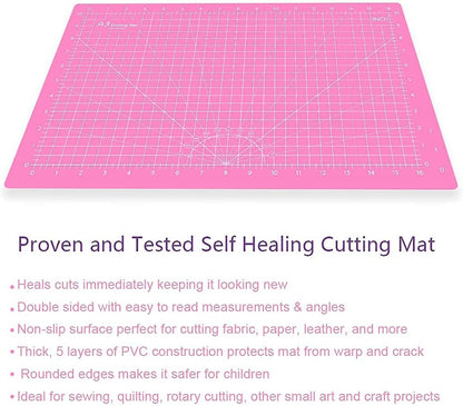 HEADLEY TOOLS 18" x 24" Thickened Self Healing Cutting Mat, A2 Rotary Cutting Sewing Mat for Crafts, Double Sided 5-Ply Table Cutting Board for Fabric Quilting Leather Arts Hobby Project, Grey/Black
