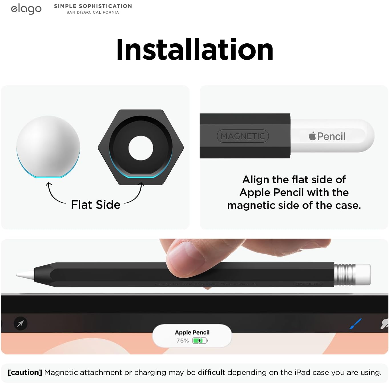 elago Compatible with Apple Pencil Pro Case & Apple Pencil 2nd Generation Case, Compatible with Magnetic Charging, Double Tap, Squeeze, Haptic (Must Read Installation Instructions) [Lovely Pink]