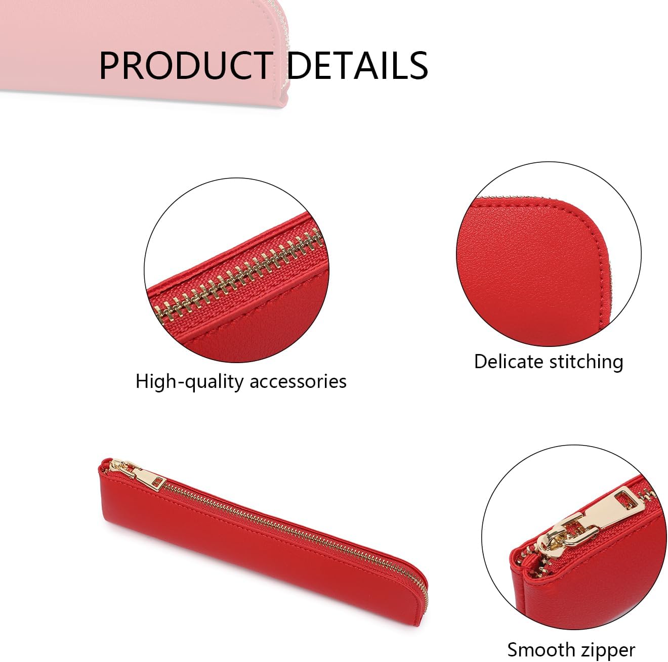 Canvas Pencil Case Small Pencil Pouch Slim Lightweight Pen Case Holder Cute Zipper Bag for School Office