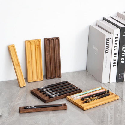 Pen Holder Organizer of Office desks,Walnut Desk Pen Stand,Wave Pen TrayOffice Accessory,Teacher Gifts,Suitable for School,Home,Office Desktop Art Accessories (Walnut-5 Grid)