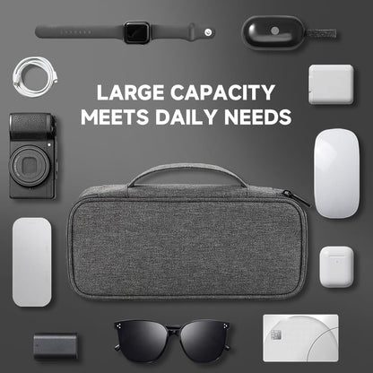 Teskyer Tech Organizer Pouch – Portable Waterproof Electronics Bag with Compartments for Cables, Chargers, Earbuds & Phone (Black)