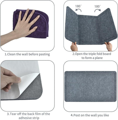 Vuzvuv Black 28"x16" Large Cork Board with 50 Push Pins & Sticky Notes, Self-Adhesive Bulletin Board for Wall, Felt Pin Vision Board for Paste Notes,Schedules Offices Home