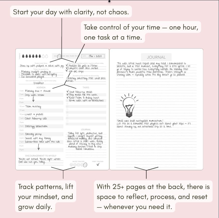 Pland Studio 90-Day Planner Journal – Undated Daily Goal Organizer in Alabaster Linen | Gratitude Journal, Habit Tracker, Vision Board, and Reflection Pages for Mindful Planning