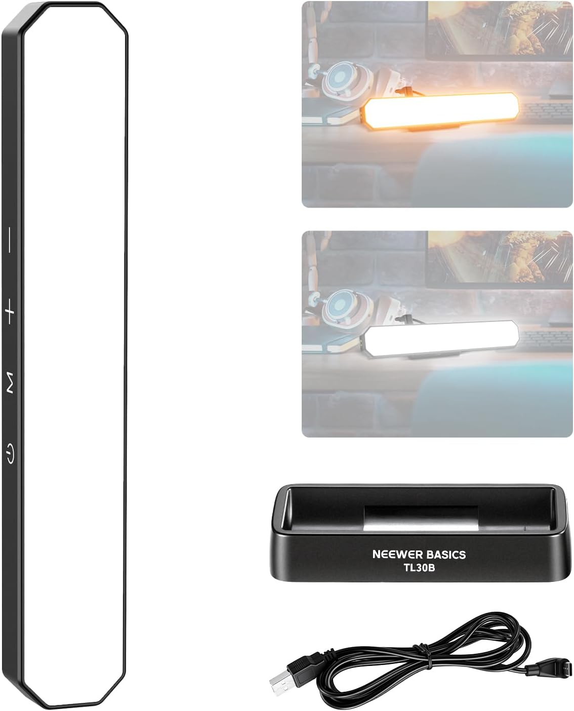 NEEWER Basics 12W Dual Monitor Light Bar with Stands, LED Lamp for Home Office Video Conference Lighting Desk Computer Laptop Webcam Zoom Streaming, Bi Color, Remote/Touch Control Dimmable, L10