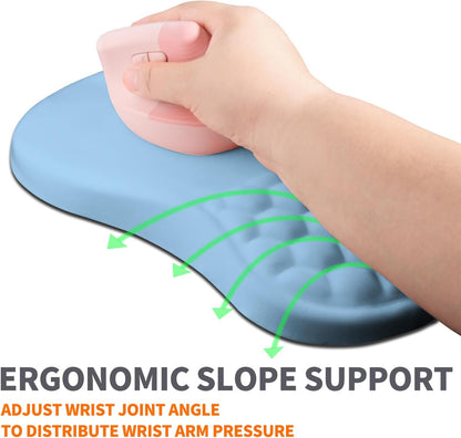 Ergonomic Joint Wrist Support Mouse Pad with Memory Foam Cushion Massage Bump, Carpal Tunnel Pain Relief Mousepad Slope Design for Wrist Rest, 11.8x7.9 in, Black