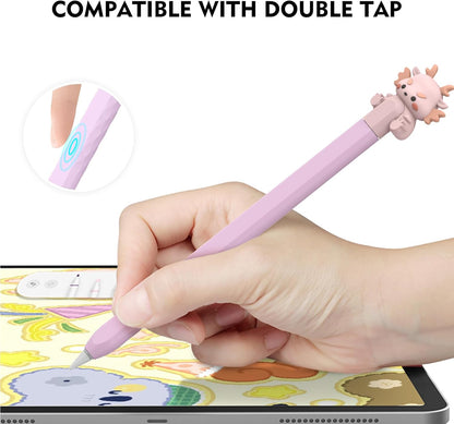 NIUTRENDZ Cute Bear Apple Pencil Case for Apple Pencil 2nd Generation Case Silicone Protective Cover Sleeve Skin Accessories (Brown, Apple Pencil 2nd Generation)