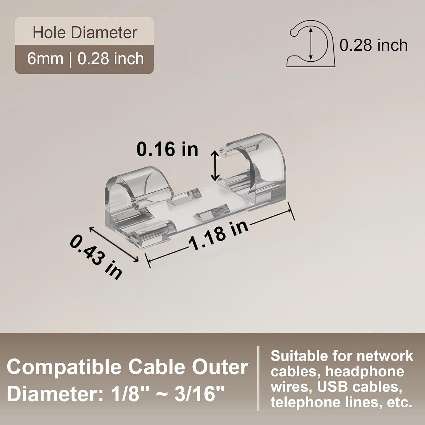 40PCS Strong Adhesive Cable Clips Clear, Premium Wire Holders for Wall, Strong Cord Organizer Under Desk, Car, PC