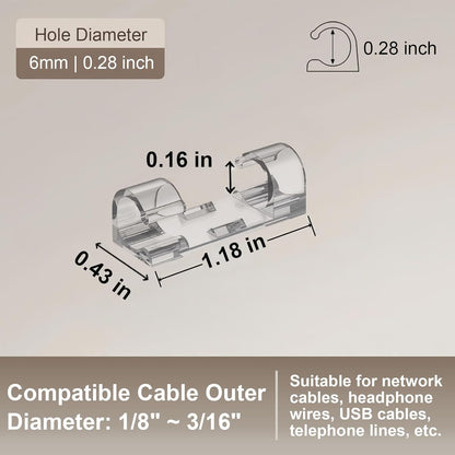 40PCS Strong Adhesive Cable Clips Clear, Premium Wire Holders for Wall, Strong Cord Organizer Under Desk, Car, PC