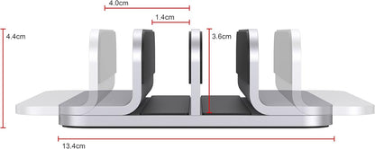 JOKItech Dual Aluminum Vertical Laptop Stand Organizer, Sturdy Notebook Computer Holder Stand Compatible with New Liquid Retina XDR Apple MacBook Air/Pro/Neo, Mac mini, Apple TV & iPad Pro - Spacegray