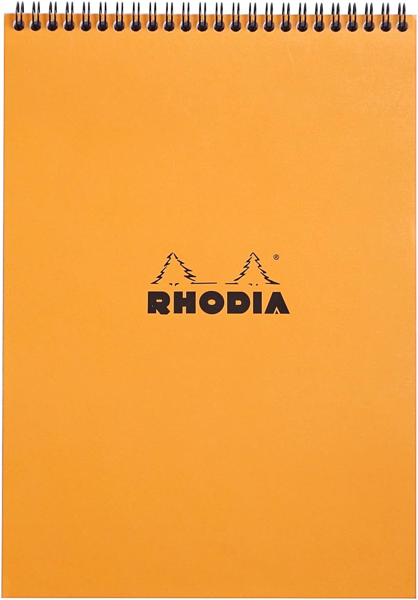 Rhodia #16 Wirebound Notepad 5.8" x 8.3" Dot Pad, Orange Cover