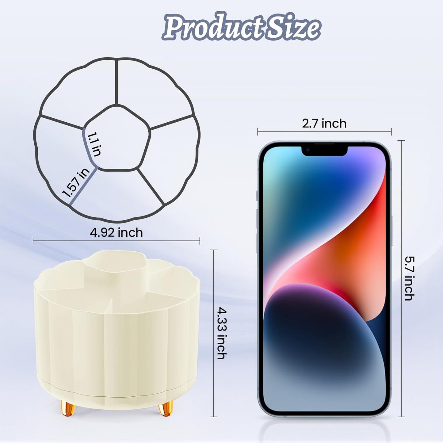 360 Rotating Pencil Pen Holder for Desk, White Pen Organizer with 6 Slots, Cute Office Supplies, Desk Accessories for Office, School, Home