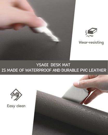 YSAGi Non-Slip Leather Desk Pad, Waterproof Laptop Computer Desk Keyboard Mat, Table Protector Blotter Mat, Large Mouse Pad for Office/Work/Home/Decor(Black, 31.5" x 15.7")