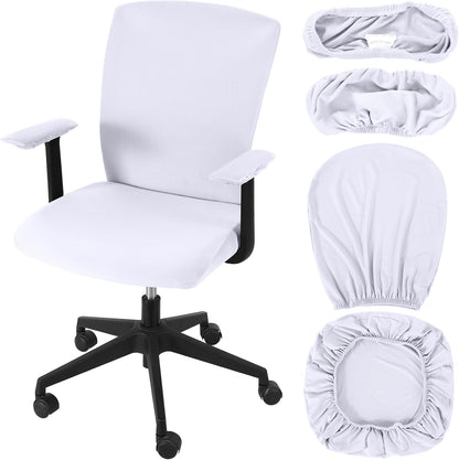Tallew 4 Pcs Office Chair Covers Set Computer Universal Protective Stretchable Chair Seat Covers Desk Armrest Cover Pads Office Cushion Backrest for Rotating(Regular,Black)