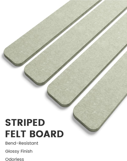 Fluxynara Cork Board Alternative Felt Strip Board 8-Pack 13"x2", Office Pin Board with 50 Push Pins, Adhesive Install for Bedroom Door & Home Office(Linen Dusk)