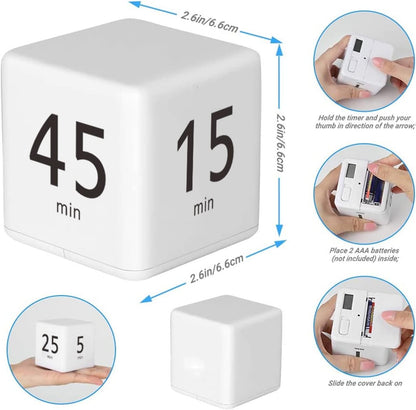 Cube Timer, Productivity Visual Timer 1/3/5/10 Minutes Preset, Desk Portable Rotating Multi Timers for ADHD Time Management Work Study Cooking Workout School