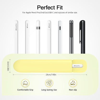 MoKo Pencil Case Holder, Adhesive Silicone Pencil Protected Sleeve Compatible with Apple Pencil Pro/ (USB-C)/ 1st/ 2nd Generation, Similarly Sized Styluses Accessories, Black