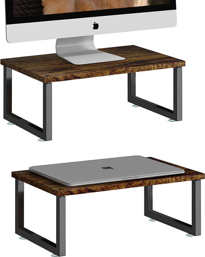 Simple Trending Wood Monitor Stand Riser with Drawer and Pen Holder, Desk Organizer for Home Office, Black