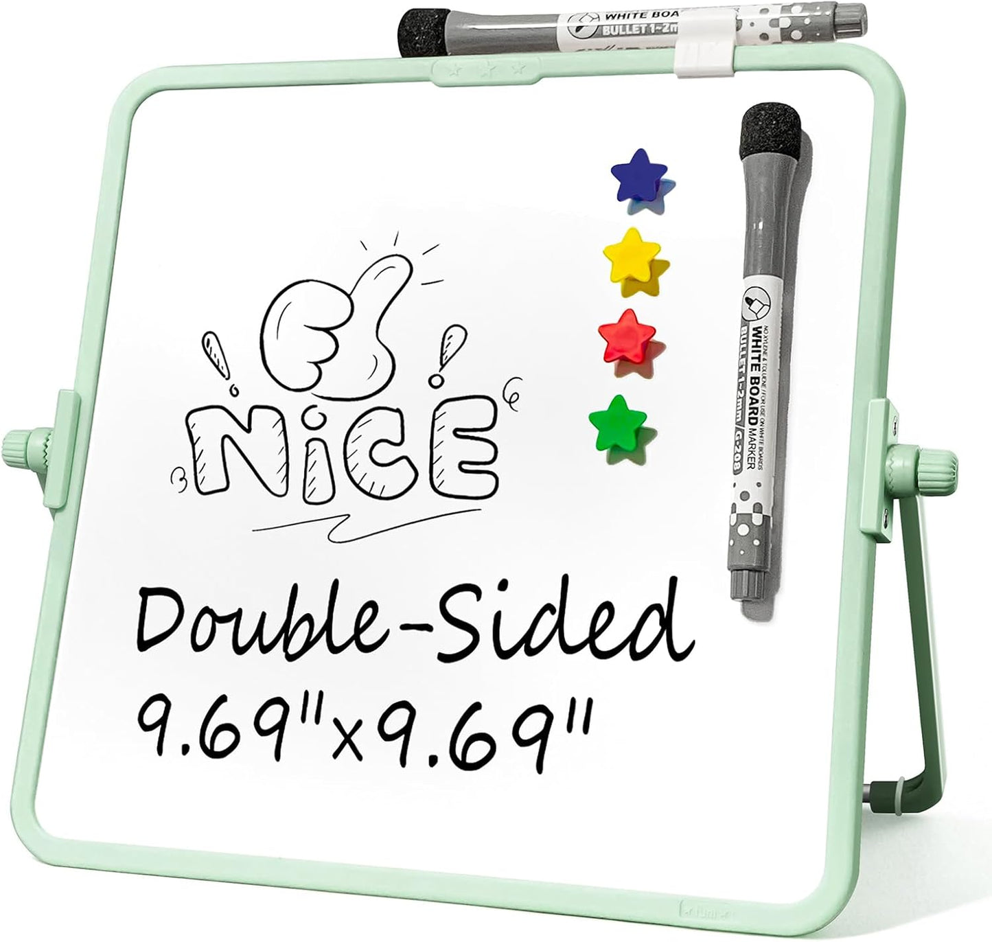 Colorful Dry Erase White Board 8.3x11in, Magnetic Desktop Board with Stand, 2 Markers (Eraser Head), 4 Magnets - Double-Sided Easel for Daily Planning, Memo, Office/Home/School (Blue)