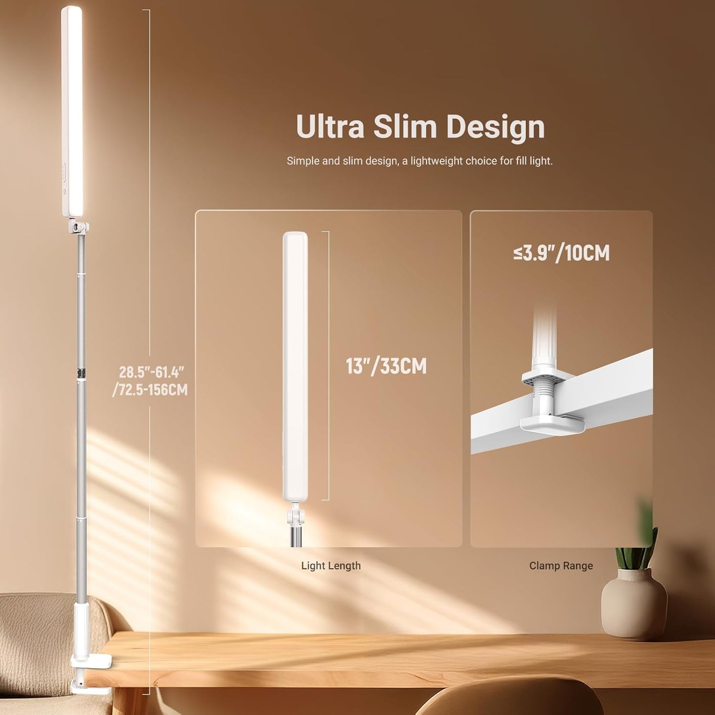 NEEWER Entry Level Version 32" LED Light with Clamp for Desk Home Office Dorm Designer Drafting, 20W Dual Computer Monitor Architect Lamp Bar, Flexible Overhead 2200lux/Remote/5 Modes CRI80+, N21