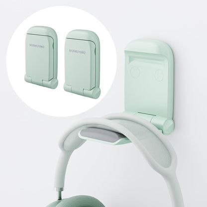 MAMUVIMO Headphone Stand, Headset Stand Foldable ＆ Sticky, Headphone Holder Hook Mount with Non-Slip Silicone, Adhesive Earphone Desk Hanger Clip Space-Saving for Airpods Max, All Earphones- Pink