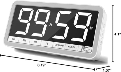 VOCOO Digital Kitchen Timer with 7.8” Extra Large Display, Magnetic LED, with 3 Brightness, 4 Alarms and 3 Volume Levels, Battery Powered Countdown Count Up Timer for Cooking, Classroom, Home Gym