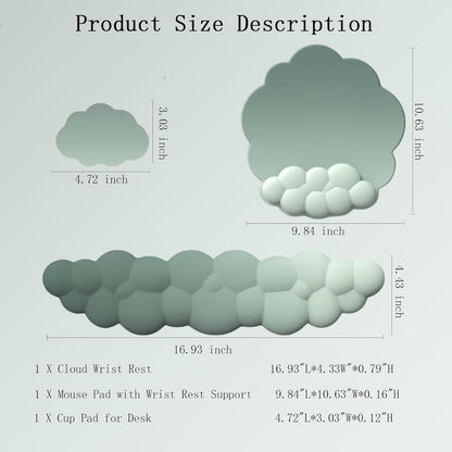 Cloud Keyboard Wrist Rest Dark Green Mouse Pad with Wrist Rest Ergonomic Wrist Pad Memory Foam Non-Slip Wrist Support for Computer Laptop Gaming Home Office Relief Typing Pain Green