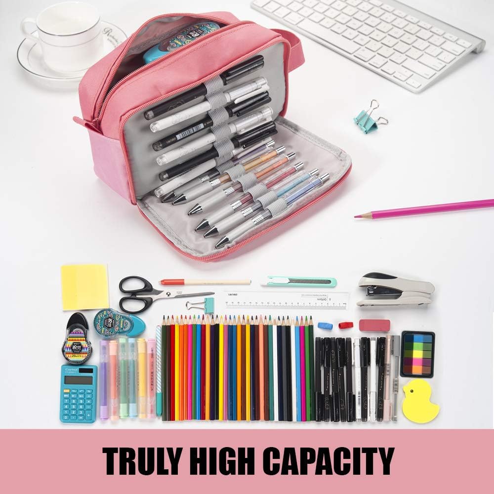 Sooez Original High Capacity Pencil Case, Big Pencil Bag Pouch Box Organizer Pen Case, Aesthetic Supply for Girls Adults, Portable Journaling Supplies with Easy Grip Handle & Loop, Mint Green