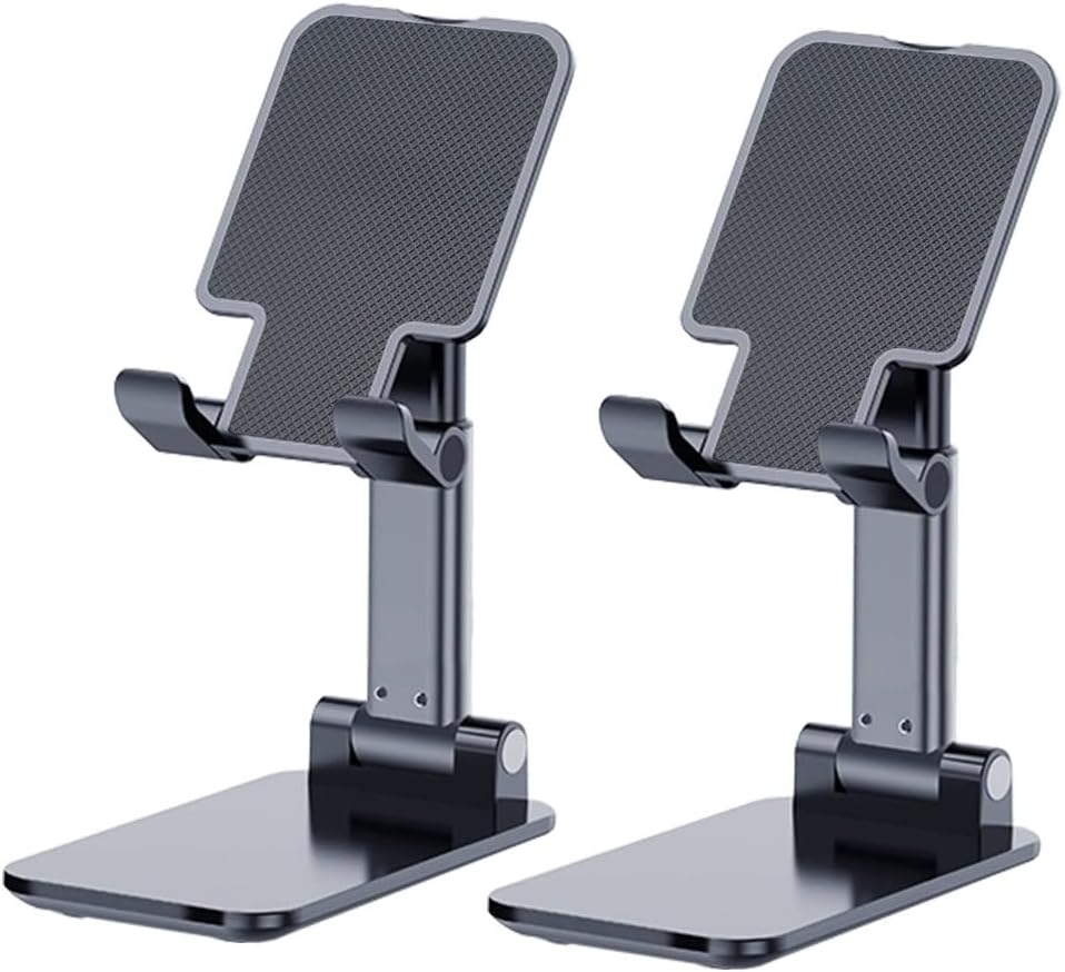 Phone Stand, PhoneHolder for Desk Anti-Slip Cute OfficeAccessories Forldable Cell PhoneHolder Compatible with iPhones, AllMobile Phones, White-Silver, Pro